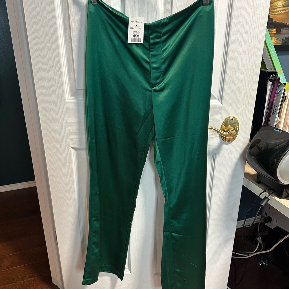 Jason Wu Vibrant Green Satin Trousers